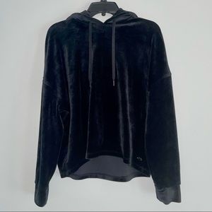 DKNY Sport Black Velour Velvet Hoodie - S